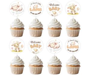 Lamb Baby Shower Decorations 24pcs A Sweet Little Lamb Is On The Way Cupcake Toppers Little Lamb Cake Decors Sheep Gender Reveal Decor Farm Animal Welcome Baby Gender Neutral Birthday Party Supplies