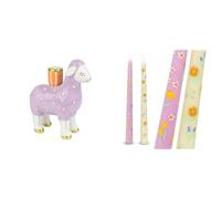 Lamb Ceramic Candle Holder Easter & Floral Tapered Candles Spring Bundle