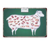 Lamb English Cuts Posters Metal Tin Signs Butcher's Guide Sign Wall Decor Home Room Restaurant Market Kitchen Decor Vintage Aluminum Plaque 8x12 Inch