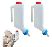 Lamb Feeding Bottle, 1000ml Animal Lamb Milk Bottle with Scale and Handle, Animal Milk Feeder Hangable Livestock Drink Bottles, Nursing Bottles for Feeding Cow, Sheep and Goat Lambing (White-2pcs)