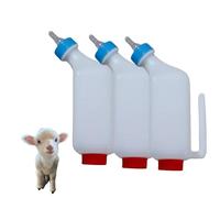 Lamb Feeding Bottles with Caps Snap On Handles, Thickened Goat Milk Feeders with Silicone Pacifier, Hang Upside Down Nursing Bottle with Scale for Goat,Fawn, Piglet, Kitten, Puppy (1000ml 3pack)