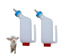 Lamb Feeding Bottles with Caps Snap On Handles, Thickened Goat Milk Feeders with Silicone Pacifier, Hang Upside Down Nursing Bottle with Scale for Goat,Fawn, Piglet, Kitten, Puppy (1000ml 2pack)