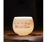 Lamb Jade Porcelain Master Cup, Bagua, Tea Scripture, Buddhist Scripture, Poetry, Kung Fu Cup Office Home Use 150ml (Seven Bowls of Tea Poem（七碗茶诗）)