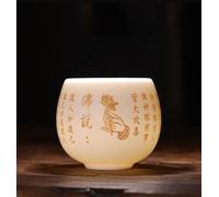 Lamb Jade Porcelain Master Cup, Bagua, Tea Scripture, Buddhist Scripture, Poetry, Kung Fu Cup Office Home Use 150ml (Buddha says（佛说）)
