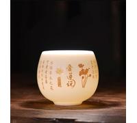 Lamb Jade Porcelain Master Cup, Bagua, Tea Scripture, Buddhist Scripture, Poetry, Kung Fu Cup Office Home Use 150ml (Irene says（爱莲说）)