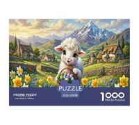 Lamb Jigsaw Puzzles Puzzles for Adults Kids. 1000 Pieces Mountain Village Impossible Challenge Toy Home Decoration for Adults& Kids Age 14 Years Up 52x38cm/1000pcs