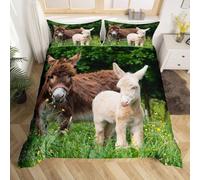 Lamb King Size Duvet Cover Sets Donkey Bedding King Size Bed Set 3D Print Ultra Soft Microfiber Quilt Cover 230 x 220 with Zipper Closure and 2 Pillowcases K-244