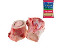 Lamb Marrow Bones 500gr with Rajah Lamb Seasoning - Rich Bones for Broths, Stocks & Cooking - Fresh Halal Meat Pack