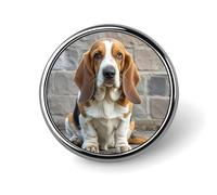 Lamb Metal Lapel Pin, Lightweight, Durable, Fashionable Round Badge for Shirts, T-Shirts, Jackets, Basset Hound, Circular