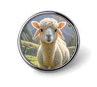 Lamb Metal Lapel Pin, Lightweight, Durable, Fashionable Round Badge for Shirts, T-Shirts, Jackets, Circular, Aluminum, no gemstone
