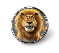 Lamb Metal Lapel Pin, Lightweight, Durable, Fashionable Round Badge for Shirts, T-Shirts, Jackets, Cute cartoon lion, Circular