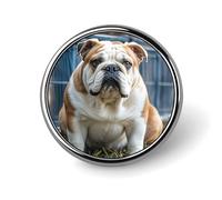 Lamb Metal Lapel Pin, Lightweight, Durable, Fashionable Round Badge for Shirts, T-Shirts, Jackets, English Bulldogs, Circular