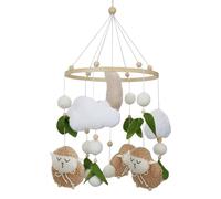 Lamb Mobile Baby Wind Chimes, 3D Sheep Moon Clouds Mobile Baby Wood with Felt Balls, Bed Bell Pendant for Baby Bed