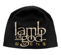 Lamb of God Beanie Hat Omens Band Logo Official Black Jersey Print One Size