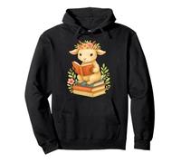 Lamb Reading Book Goat Floral Book Lover Animal Bookworm Pullover Hoodie