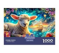 Lamb Resting near Gifts in A Glowing, Nautical Setting 1000 Piece Jigsaw Puzzle Dream Sheep Recycled Cardboard, Challenging Puzzle for Adults 70x50cm/1000pcs