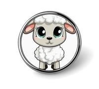 Lamb Round Badge Cute Enamel Lapel Pin Brooches Button Pin Personalized Clothing Decoration Unisex Badge Holder Hats Bags Shirts Decor