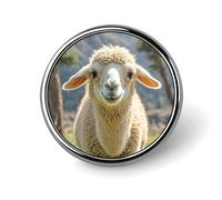 Lamb Round Badge Personalized Metal Lapel Pin Badges Fit Clothing Bags Hat Humorous Printed Brooch Badge Party Decorations Accessories for Men Women