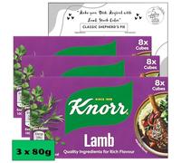 Lamb Stock Cubes Bundle with 3 Packs of Gluten Free Knorr Lamb Cubes (8 cubes x 10g) and The Pantry People Recipe Card
