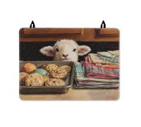 Lamb Stove Top Cover for Electric Stove, Rustic Cozy Cookies Baking Tray Fall Brown Rubber Non-Slip Glass Top Cover for Kitchen Cottage Kitchen Decor 28x20 Inch