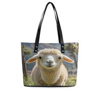 Lamb Tote Bag Large Soft Leather Purse with Zipper Lightweight Ladies Shoulder Handbag