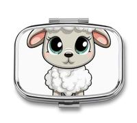 Lamb Travel Pill Organizer - Daily Pill Box to Hold Vitamins, Portable Pill Case Cod Liver Oil Storage Box with 2 Compartment for Pocket Purse