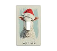 Lamb Wearing A Christmas Hat Light Switch Cover Decorative Single Toggle 1 Gang Wall Plate for Kitchen Farmhouse Bedroom Bathroom Art Decor