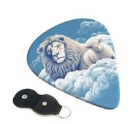 Lamb With A Lion 6 Pack Guitar Picks With Holder, Personalized Guitar Plectrums Non-Slip Portable Ukulele Bass Picks 0.46mm For Acoustic Guitar Lovers Gifts