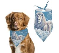 Lamb with A Lion Dog Bandana Triangle Dog Scarf Washable Polyester Dog Bibs Cute Pet Bandana for Medium Large Dogs Puppy and Cats