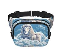Lamb With A Lion Fanny Pack For Women Waterproof Adjustable Belt Bags Waist Pack Fashion Casual Crossbody Bags Bum Bag For Running Workout Hiking Traveling, Black, One Size