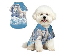 Lamb with A Lion On The Clouds Dog Shirts Hawaii Dog Clothes Cool Breathable Pet Summer Polo T-Shirts for Hot Days