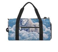 Lamb with A Lion On The Clouds Gym Bag for Men Women Water Resistant Duffle Bag Travel Lightweight Bag for Travel Sports, white, One Size
