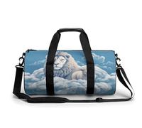 Lamb with A Lion On The Clouds Gym Bag for Men Women Water Resistant Duffle Bag Travel Lightweight Bag for Travel Sports, white, 17.7in/9in/9in