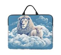 Lamb with A Lion On The Clouds Laptop Case 14 Inch Laptop Sleeve Computer Carrying Bag Shockproof Protective Notebook Case Portable Laptop Bag Waterproof Briefcase Bag for Men Women