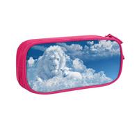 Lamb with A Lion On The Clouds Large Capacity Double Layer Pencil Case,Customizable Full Print Polyester Fabric Organizer-School, Office, Travel Makeup Pouch