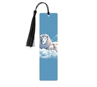 Lamb with A Lion On The Clouds Metal Bookmarks with Tassel,Cool Book Markers for Reading Women, Men,Aluminum Hanging Ornament Fancy Handmade Craft Reading Accessories Gift for Book Lovers M