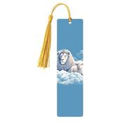Lamb with A Lion On The Clouds Metal Bookmarks with Tassel,Cool Book Markers for Reading Women, Men,Aluminum Hanging Ornament Fancy Handmade Craft Reading Accessories Gift for Book Lovers M