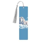 Lamb with A Lion On The Clouds Metal Bookmarks with Tassel,Cool Book Markers for Reading Women, Men,Aluminum Hanging Ornament Fancy Handmade Craft Reading Accessories Gift for Book Lovers S