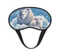 Lamb with A Lion On The Clouds Sleep Mask for Side Sleeper, Blackout Eye Mask for Women Men, Zero Pressure Sleeping Masks Soft Breathable Eye Cover Comfortable Blindfold Eyeshade for Night Sleep