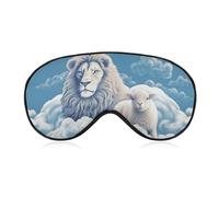 Lamb with A Lion On The Clouds Sleep Mask with Adjustable Strap, Breathable Sleep Masks for Women Men, Soft Eye Mask for Side Sleepers, Travel, Office Nap, Airplane & Blocking Light