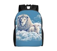 Lamb With A Lion Travel Laptop Backpack Waterproof Lightweight Cute Backpack For Women Men Casual Daypack