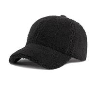 Lamb Wool Baseball Cap for Men Women, Winter Solid Color Warm Baseball Cap for Outdoor Travel (UK, Alpha, One Size, Black)