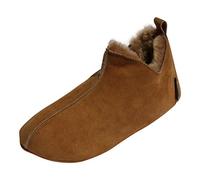 Lamb Wool House Shoes - Bali Fur Shoes Slippers Slippers Sheepskin Real Leather Unisex - Cognac, UK 10
