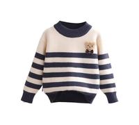 Lamb Wool Thermal Knitwear Kids Cotton Sweatshirt School Jumper Pullover Tops Children's Clothing Casual Cute Base Shirt Activewear Fuzzy Knit Sweater Thickened 9 Years Navy Jumper Winter Warm Fleece
