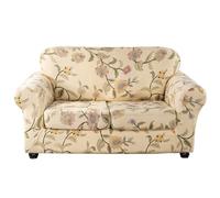 Lamberia Printed Sofa Cover for 2 Cushion Couch High Stretch Sofa Slipcovers 3 Piece Loveseat Slipcover with Two Separate Cushion Covers Elastic Bottom Floral Pattern (Blooming Flower, Loveseat)