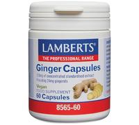 Lamberts Ginger Capsules - Equivalent to 14g Fresh Ginger - 24mg Gingerols - 60 Vegan Capsules