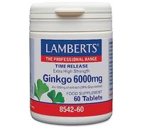 Lamberts Ginkgo Biloba 6000mg- Time Release for Gentle Absorption - 180 Vegan Tablets