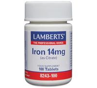 Lamberts Iron 14mg 100 Tablets - As Citrate for High Absorption - Gentle on The Stomach - Vegan Iron Supplement