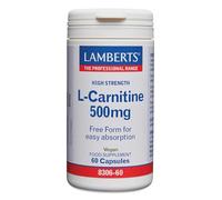 Lamberts L-Carnitine 500mg 60 Capsules - Pure Free-Form Carnitine - As L-Carnitine L-Tartrate - Vegan