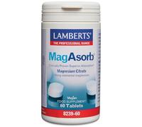Lamberts MagAsorb Magnesium - High Absorption Citrate Form - Supports Muscles, Energy & Nervous System - 60 Vegan Tablets